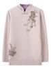 Mom's Chinese Embroidered Top: Fashionable Plus Velvet Sweater for Middle-Aged & Elderly Women, Autumn/Winter Base Layer
