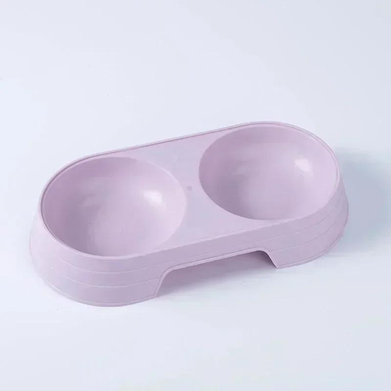 Pet Double Bowl Dogs and Cats Feed In Double Bowls Macaron Plastic Feeding Bowl Pet Supplies Cat Accessories Cat Products Cat Fo