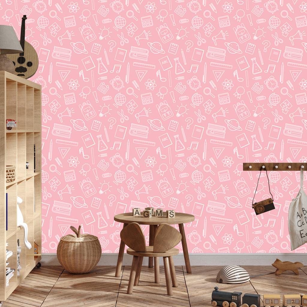 Wallpaper School Supplies Coral, Soft Forms for Living Room and Bedroom 50x1000