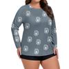 Women's Printed Large Size Long Sleeve Swimsuit Sun  Jacket Quick Dry Hiking Top