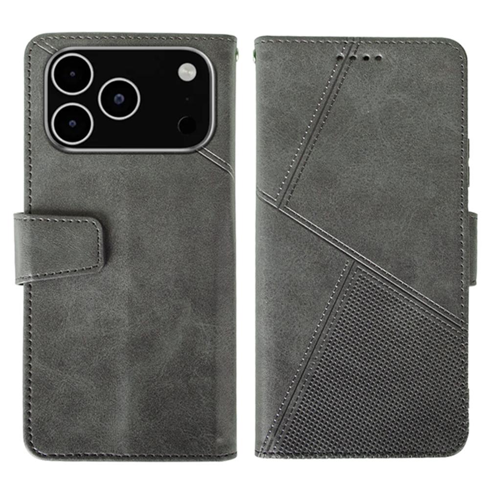 

IDEWEI For iPhone 17 Pro Case Leather Wallet Phone Cover Stand Calf Texture Grey