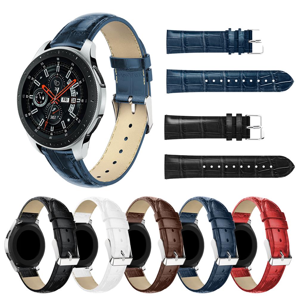 For Samsung Galaxy Watch 46mm Crocodile Texture Genuine Leather Smart Watch Band Strap 22mm