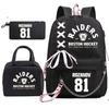 3 Piece School Backpack Set for Students Large Capacity Oxford Cloth Schoolbag with Shoulder Strap and Pencil Case