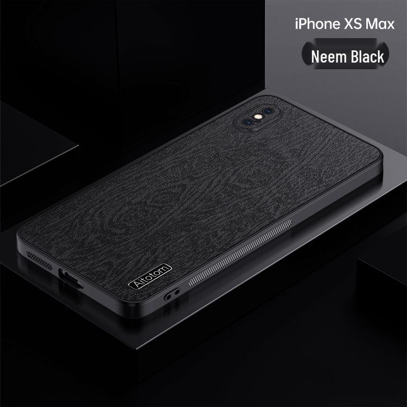 Apple iPhone 15 Pro/Max Bark Texture Leather Anti-Fall Case iPhone 14 Pro чёрный