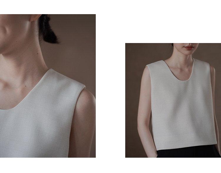 Pre-sale Elegant First Gen Textured U-neck Loose Vest
