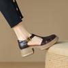 Hollow Thick-soled Bag Head Sandals Women's 2025 Summer New Round Head Middle Heel T-shaped Shoes Versatile Retro Pig Cage Shoes
