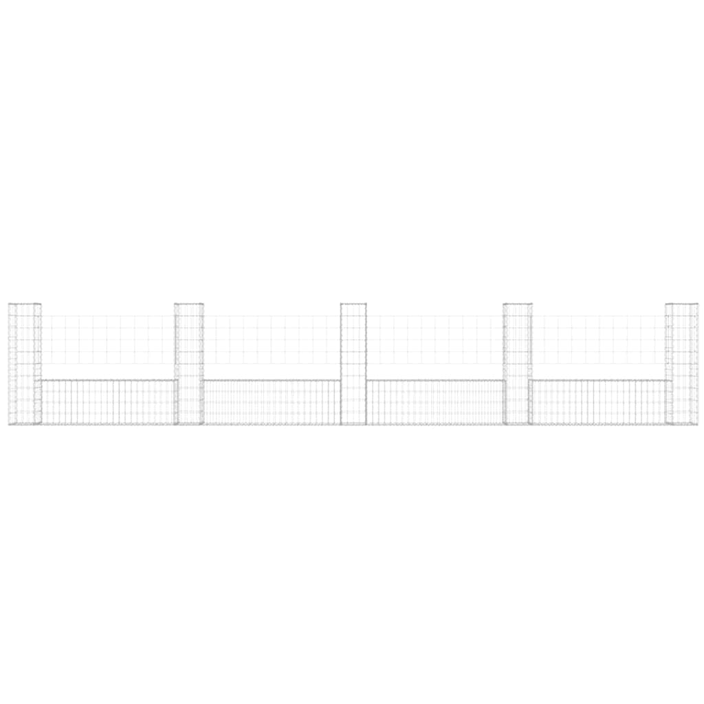 U Shaped Gabion Basket with 5 Posts Iron 500 X 20 X 100 Cm