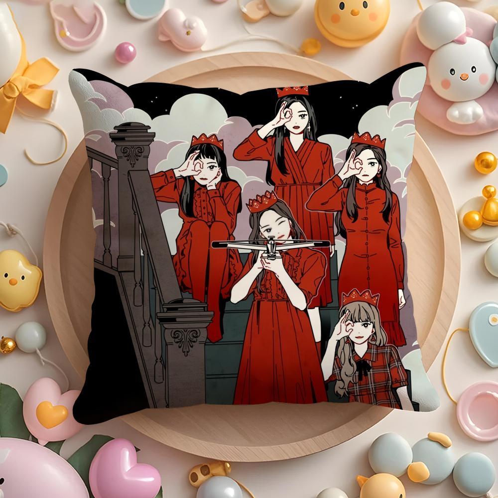 

K-pop R-Red Velvet Pillow Case Short Plush Double-Sided Printing Home Machine Washable in Warm Winter Cushion Cover 12x12Inch
