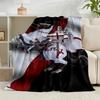 1PC Knightly Warrior In Armor Flannel Blanket Gift, Suitable for Both Men And Women, Soft Ideal for Beds And Sofa, Birthday Or Christmas Gift