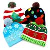 For Aldult Kids Snowman Cartoon Knitted Cap Sweater Beanie LED Hat Christmas Hat