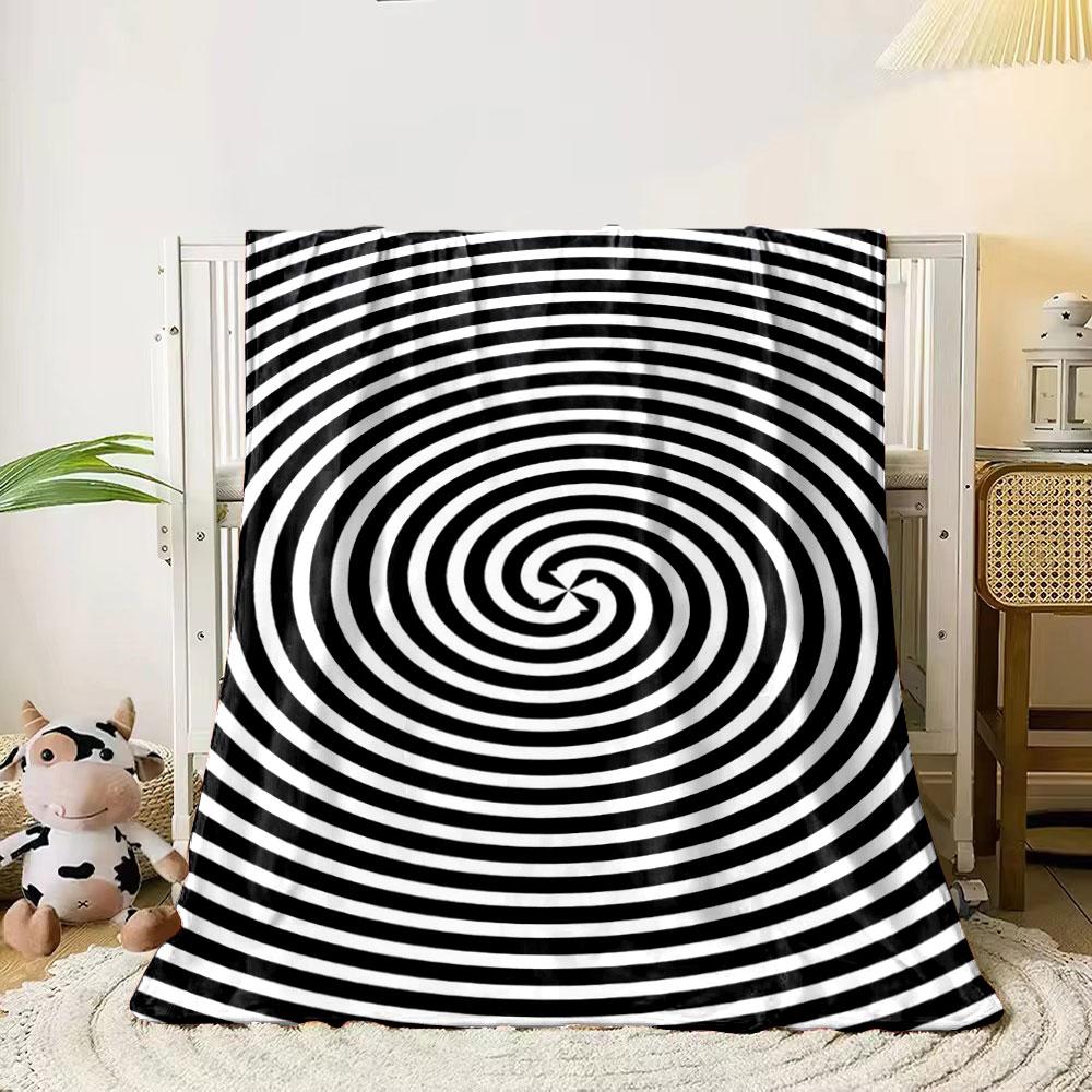

Concentric black-and-white spirals radiating from the center. for all seasons blanket lunch break throw gift 80cm x 120cm