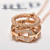 18K Rose Gold Horseshoe Waist Necklace - Full Diamond, Braided Design, Light Luxury Fashion
