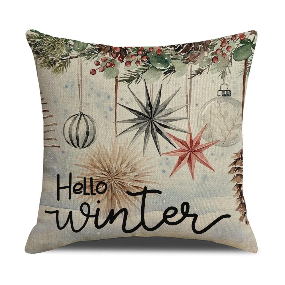 Popular Retro Style Christmas Pillowcase Festive Party Decoration Sofa Pillow Bedroom Bedside Cushion Cover