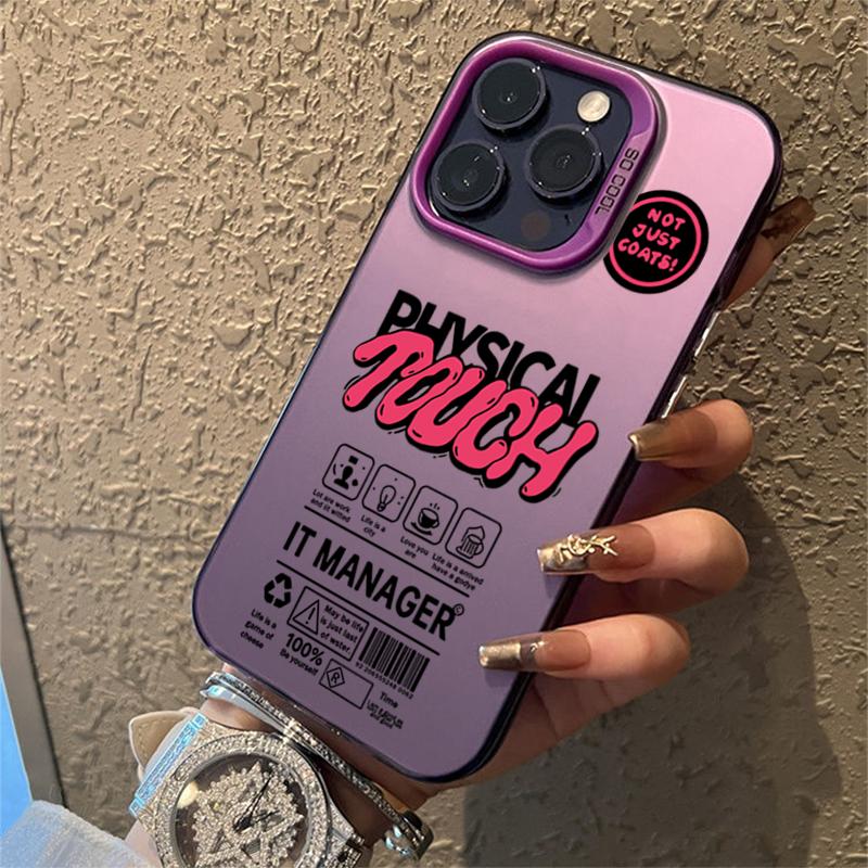 Luxury Trend English Letter Label Phone Case For iPhone 16 Pro Max 15 14 13 12 11 Pro XR XS 7 8 Plus Lens Protect Plating Cover