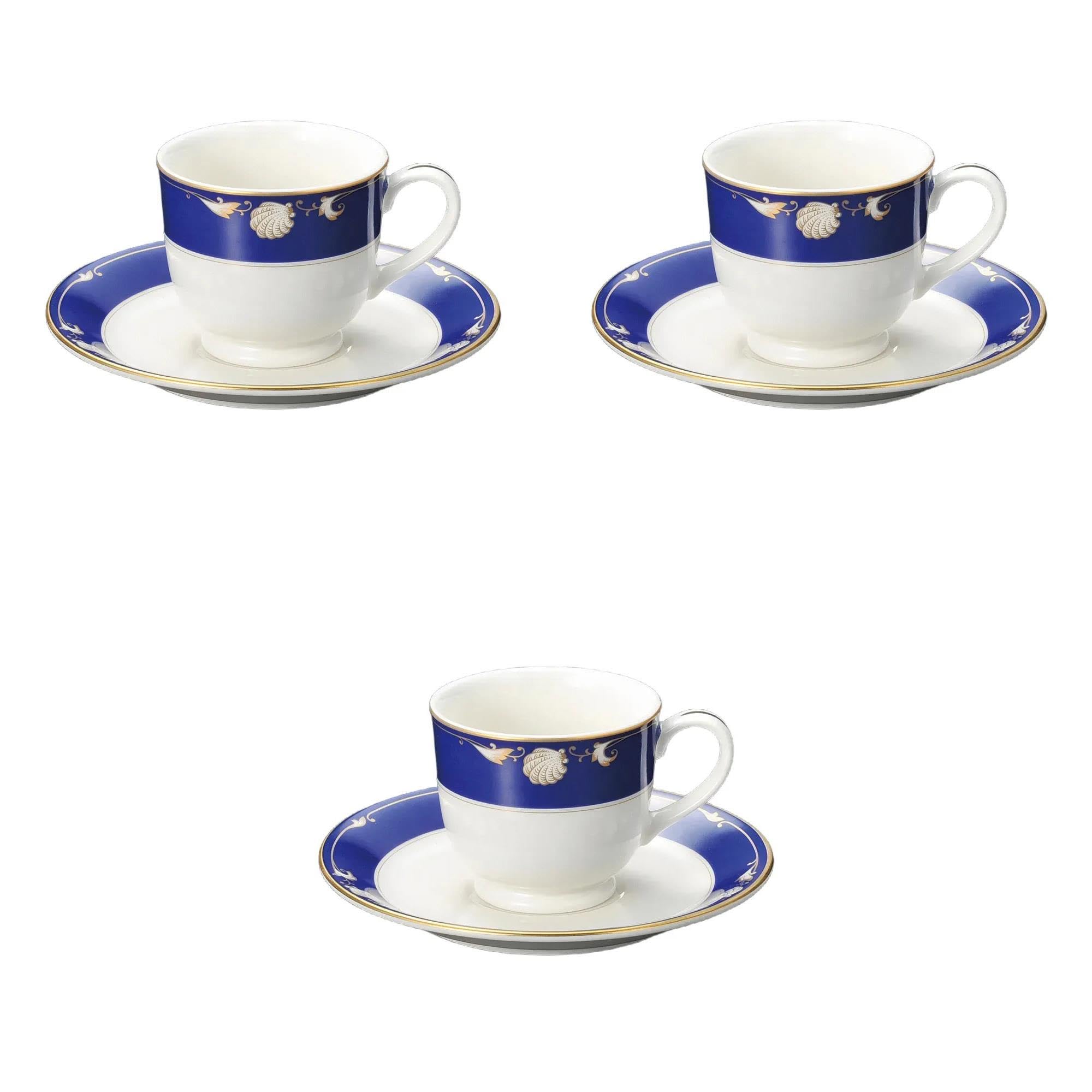 

Set of 3 NB Royal Shell Coffee Cups x Cups Saucers by Setomonohonpo [8 6.8cm, 180cc] &