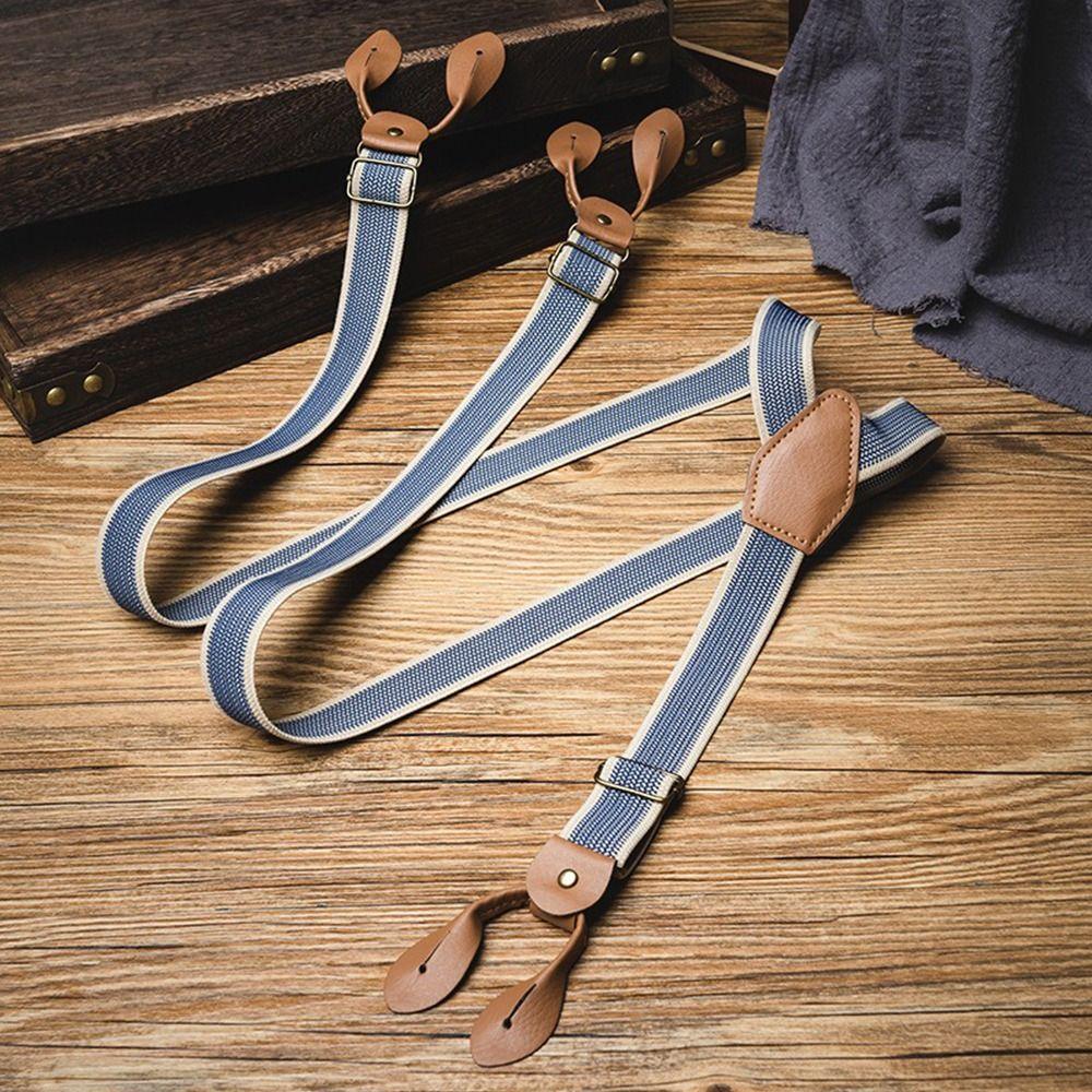 Retro Design British Style Suspenders Elastic Strap Metal Clip Suspenders Suit Accessories
