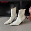 Fashion Sexy Ladies Modern Ankle Boots Female Heels Shoes Zippers Fashion Pointed Toe Women Stretch Short Boots Pumps Shoes