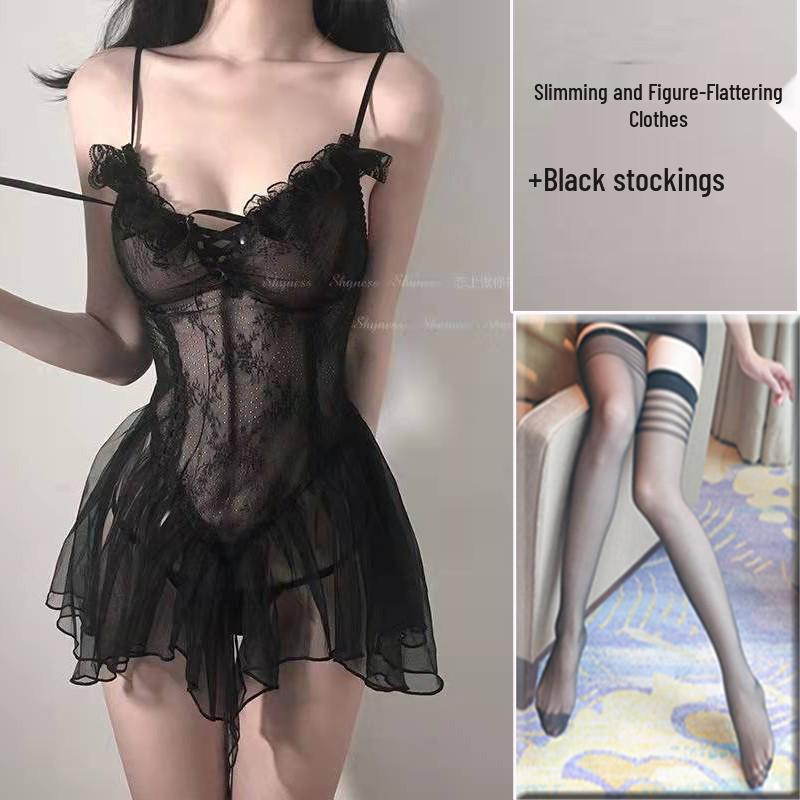 2211 Plus Size Transparent Sexy Lingerie Nightgown for Women