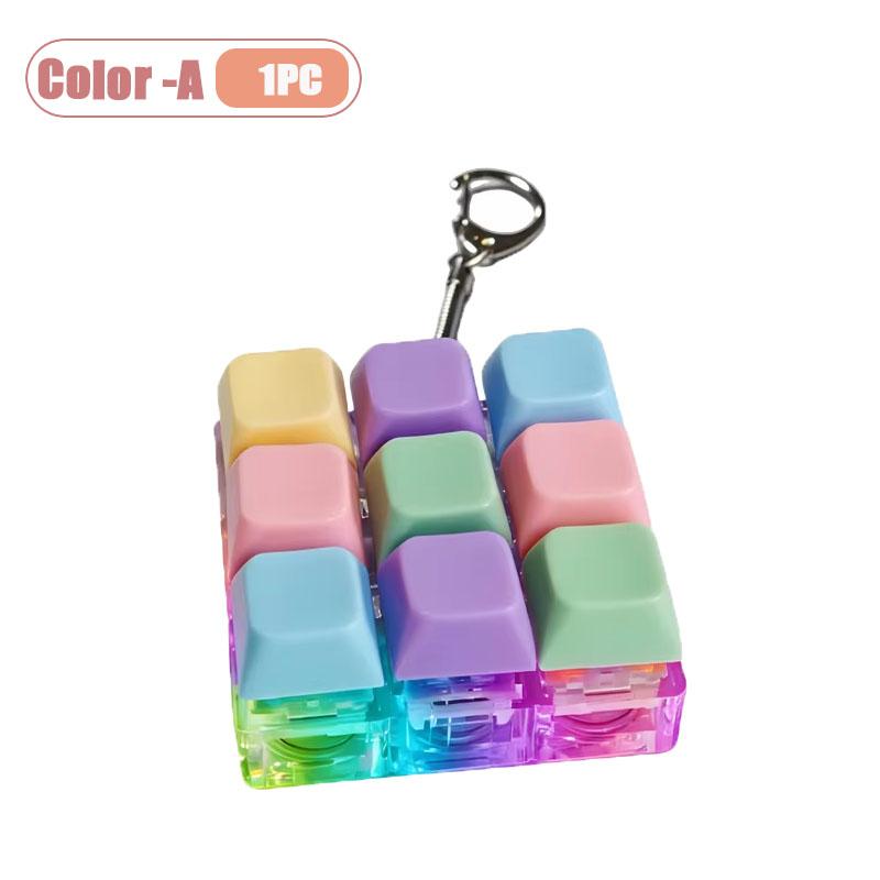 Mechanical Keyboard Switch Tester Keychain Fidget with LED Light DIY Keycap Stress Relief Clicker for Office Desk Anxiety Gift