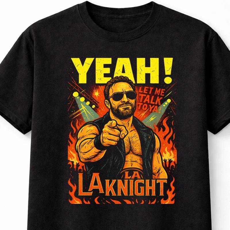 LA Knight YEAH Megastar Wrestling Unisex Adults Kids TShirt S