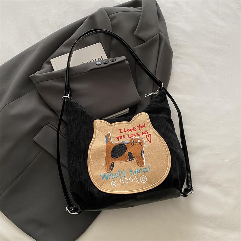 Стильный рюкзак в корейском студенческом стиле в винтажном милом дизайне для ежедневного использования в черном, коричневом, сером, розовом цвете чёрный