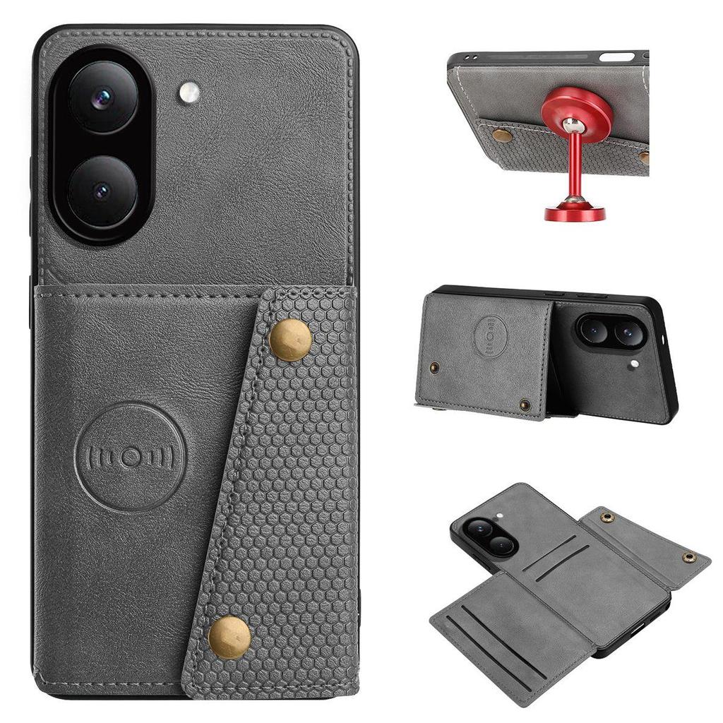 PU Leather Wallet Phone Case for Xiaomi POCO X8 Pro Multiple Card Slots Dual Metal Button Closure Shockproof Full‑Body Protective Cover