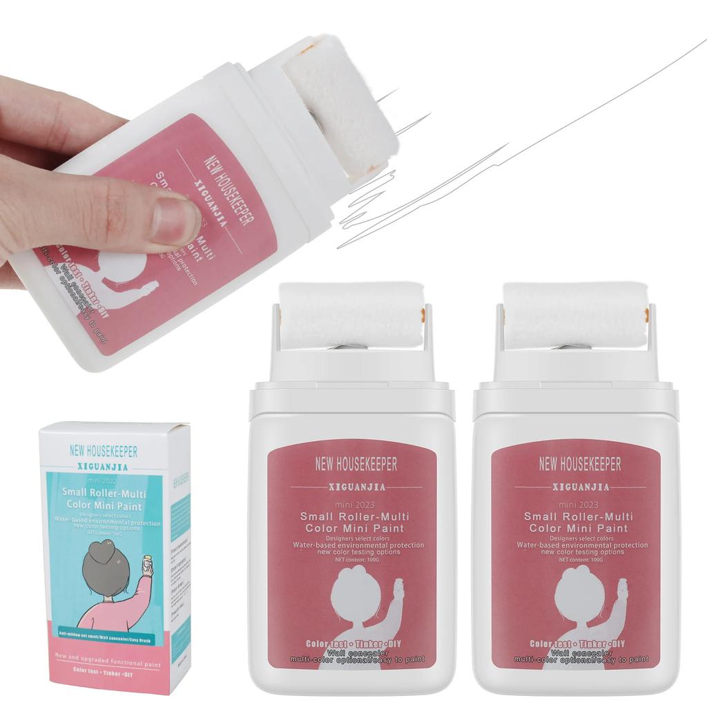 2Pcs Wall Patching Brush with 100g Latex Paint Quick Dry Small Wall Repair Paste Roller Portable Handheld Wall Paint Brush Tool