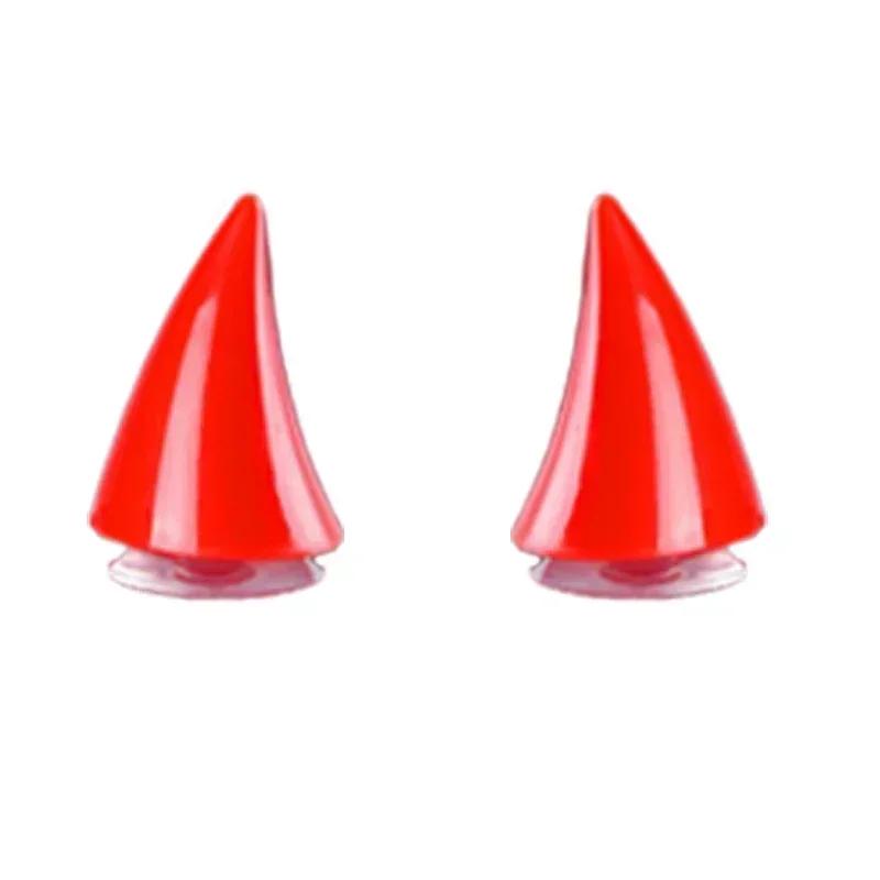 2-1pcs Short Devil Horns Helmet Decorative Sticker Motorcycle Bike Helmet Shape DIY Rubber Decorative Headgear Accessories