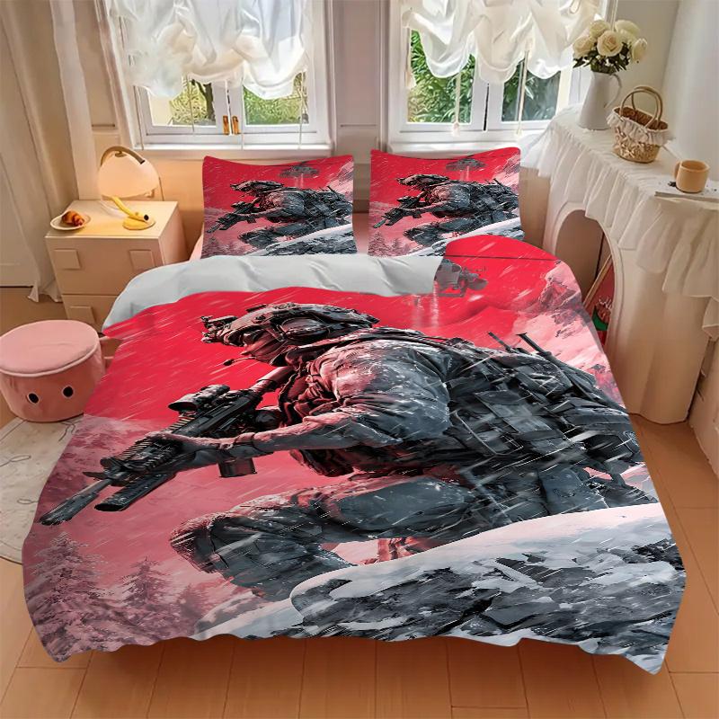 3-teiliges PUBG Bettwäsche-Set - Perfekt für dekorative Schlafzimmer, Gästezimmer, Wohnzimmer, Hotels | Ideales Geschenk für Fans, Reisende, den täglichen Gebrauch | Fes