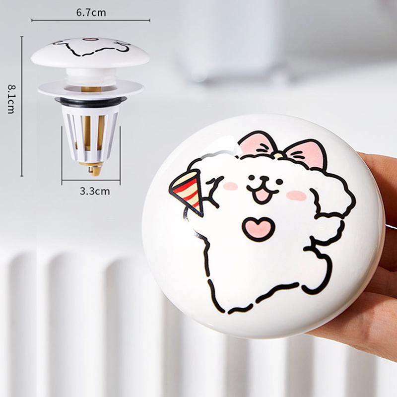 Durable Ceramics Bathroom Sink Plug Stopper Drain Stopper Anti-Odor Bathroom Sink Drain Plug Pressure Drain Filter Universal