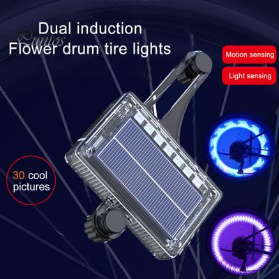 Lampada solare per raggi di bicicletta, sensore di movimento, luce di avvertimento di sicurezza a LED per guida notturna, decorazione per cerchioni di bicicletta, lampada per pneumatici, accessori per bici