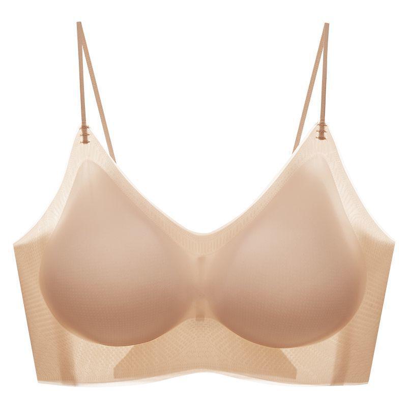 Women's Seamless Push-Up Strappy Bandeau Vest - Super Thin, Breathable Cooling Bra for Small Chests