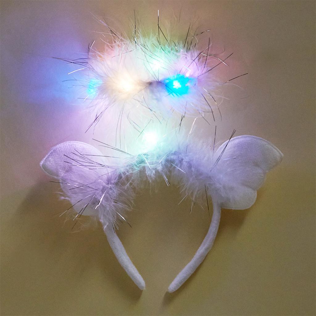 LED Feather Headband Angel Halo Headwear for Birthday Graduation Party Supplies