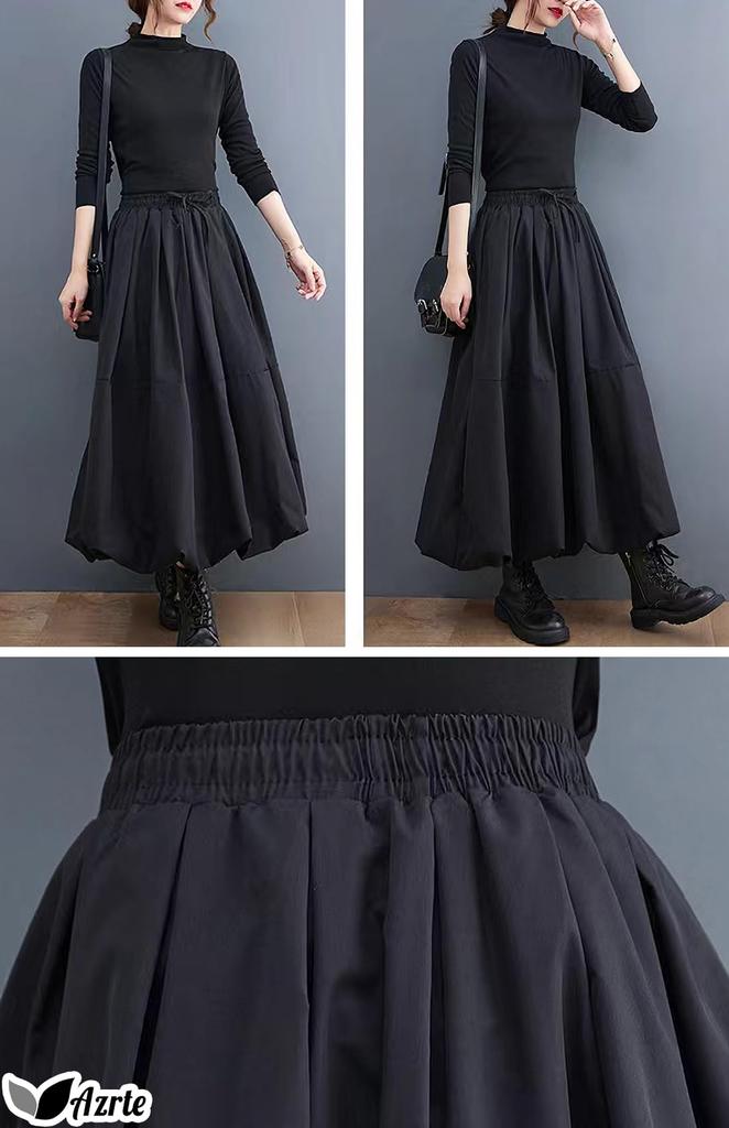 Azulte Long Perfect for Everyday and Going with a Flattering Maxi Balloon Cocoon Size XL Women's Skirt, Commuting, School, Wear, Out, Silhouette, 294,
