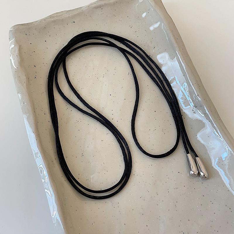 

Корейское черное шнурковое жемчужное ожерелье-подвеска: Универсальный, Высококлассный Модный Чокер