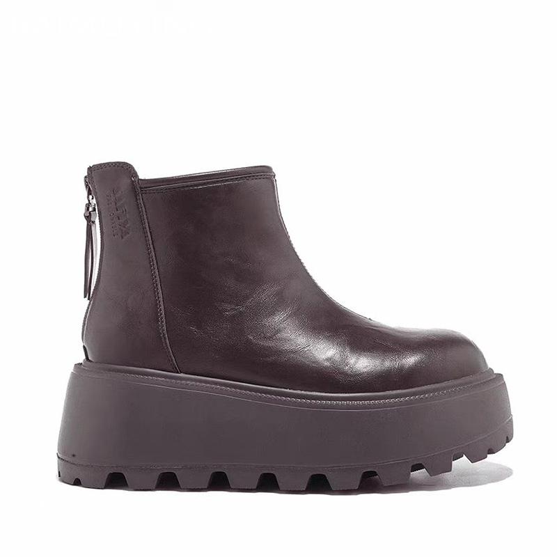 Botines de Plataforma para Mujer de Cuero Tacón Medio Zapatos de Diseño Tendencia 2025 Invierno Gótico Gladiador Clásico Motocicleta Botas De Mujer