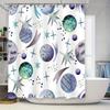 Starry Night Space Shower Curtain Fabric for Bathroom Decor Waterproof Home Decoration Blue Green Purple Stars Planets Moon Hand