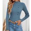 Women's Casual Solid Color Slim Button Knit Sweater Long Sleeved Base Sweater Sweater