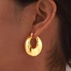 Stainless Steel C-shaped Chunky Hoop Earrings for Women Girls 18k Gold Plated Exquisite Popular Earring Daily Jewelry Gifts