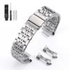 18/20/22/24mm Stainless Steel Watch Band Curved / Flat End Metal Bracelet Silver Gold Black Folding Buckle Universal Watch Strap