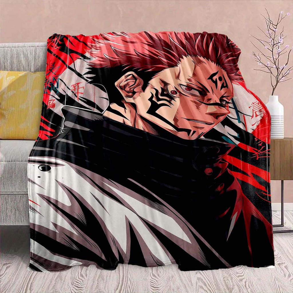Jujutsu Kaisen Anime Flanelldecke - Weich Warm Perfekt für Sofa, Bettwäsche Camping Reise Büro Heimdekoration -QJY