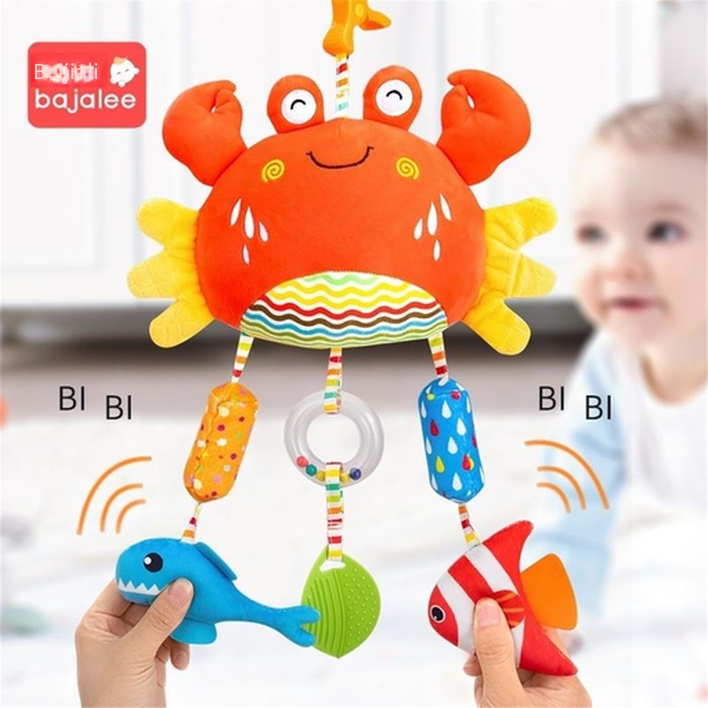 Pull String Baby Rattle Toy, Stroller Hanging Pendant, Sensory Grasp Training Toy, Car Seat Hanging Soothing Toy for Newborn Infant 0‑12 Months