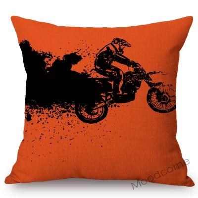 Motorcycle Art Biker Club Decoration Throw Pillow Case Us Retro Letter Print Free Spirit Motorbike Cotton Linen Cushion Cover