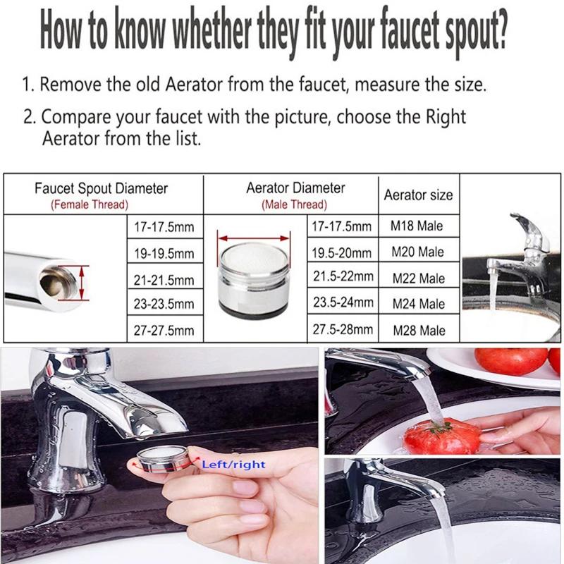 Brass Water Saving Faucet Tap Aerator with Replaceable Filter Mixed Nozzle 24mm Thread - Bathroom Faucet Bubbler Replacement