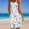 Women Plus Size Scoop Neck Sleeveless Floral Printed Loose Fit Curved Hem Cami Beach Dress
