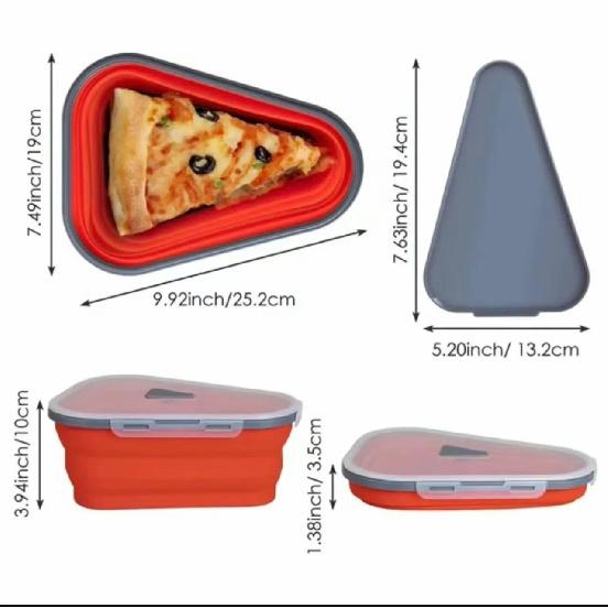 Baby Food Grade Silicone Folding Pizza Box Reusable Triangle Pizza Packing Box Take Away Box Silicone Children Food Storage Box