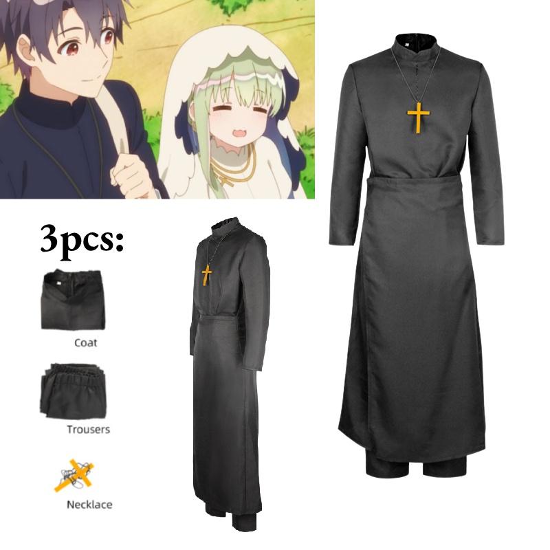 Nordic Anime White Saint And Black Pastor Cosplay Costume Lawrence Halloween Dress Up