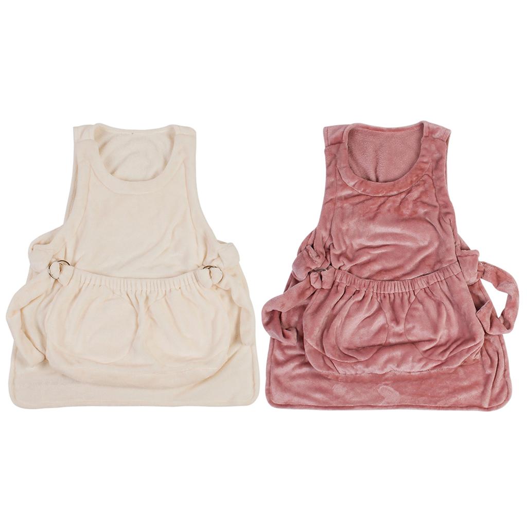 Lovely Shoulder Carry Soft Breathable Pet Apron Indoors Indoors Coral Velvet Apron with Pocket Cute Pink/White