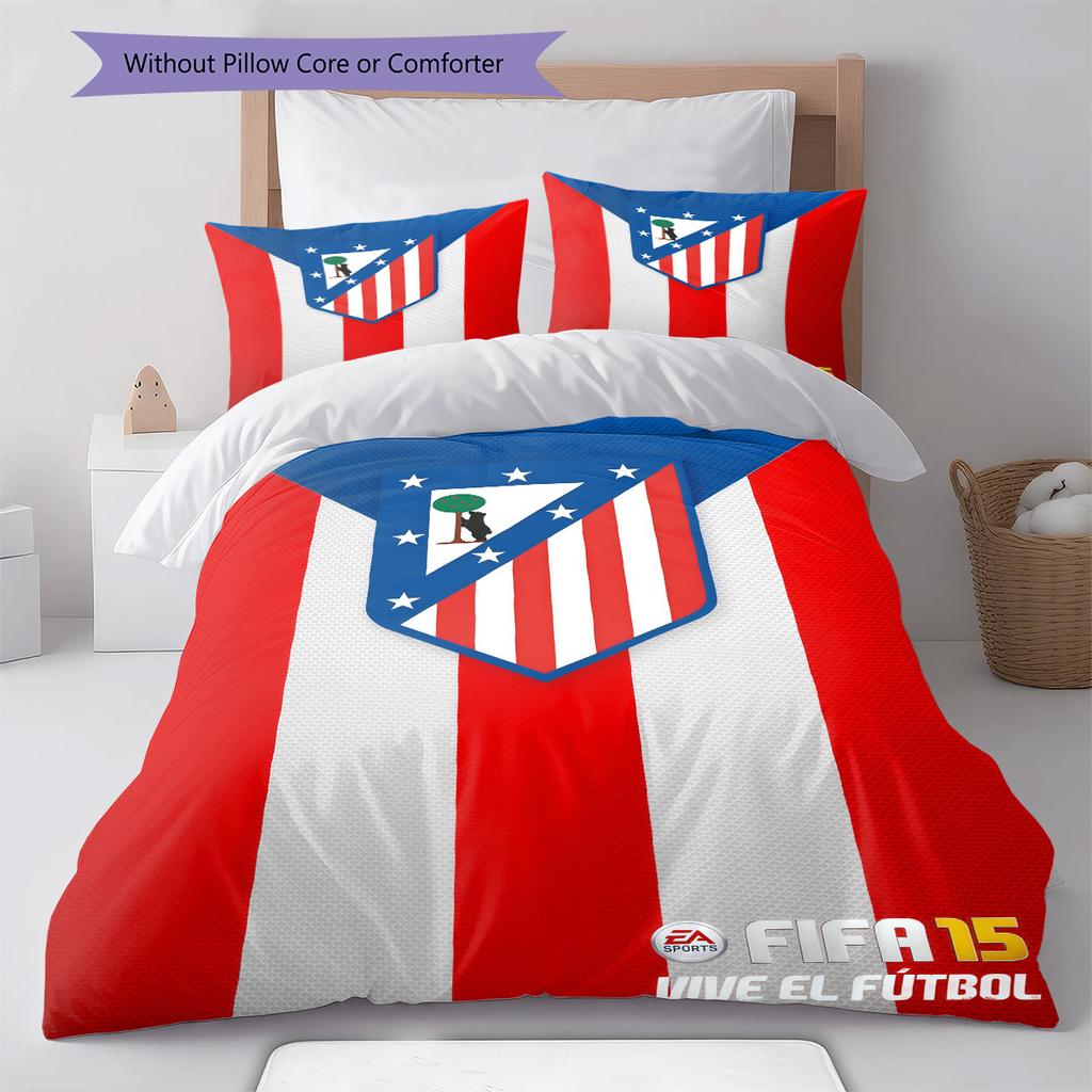 Juego de Edredón Ropa de Cama Atleti Funda de Edredón Funda de Almohada Decoración del Hogar Regalo de Cumpleaños (1 * funda nórdica + 2 * fundas de almohada, sin núcleo)