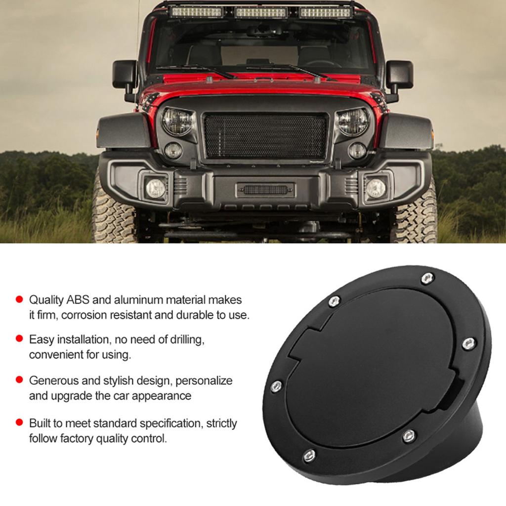 Black ABS Fuel Tank Cap Cover Fits for Jeep Wrangler JK 2007 2017 Car Accessory